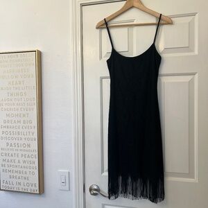 BCBGMaxAzria Black Fringe Midi Dress